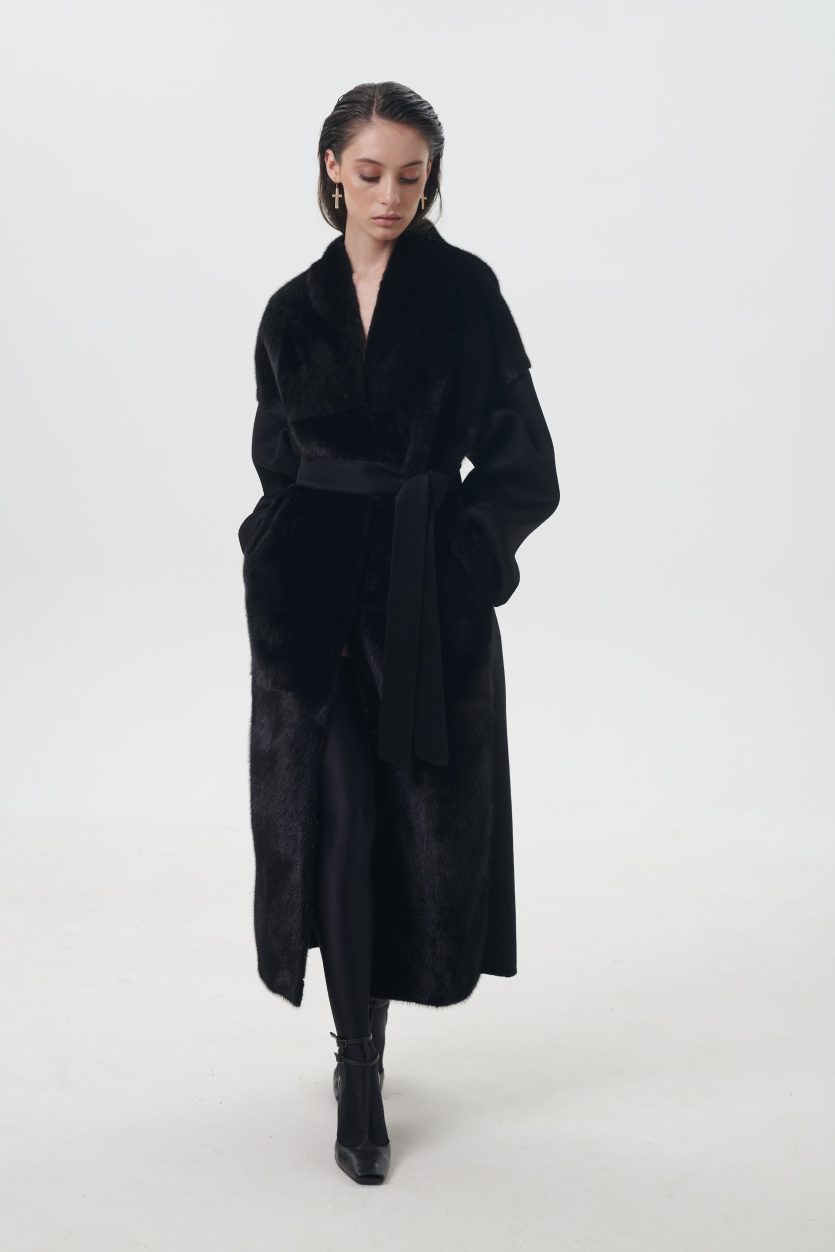 Palton cu blană naturală pentru femei FERUCCI