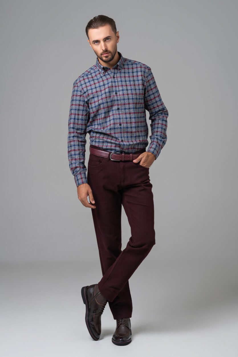 Pantaloni burgund pentru bărbați, croi drept – Artizana Fashion