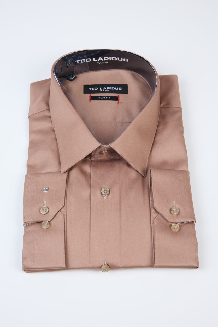 Cămașă bărbătească Ted Lapidus Paris bej Slim Fit