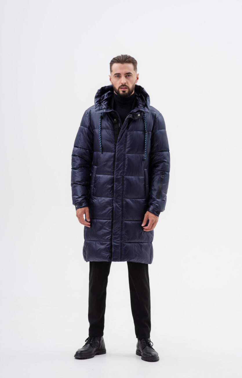 Мужская длинная зимняя куртка с капюшоном